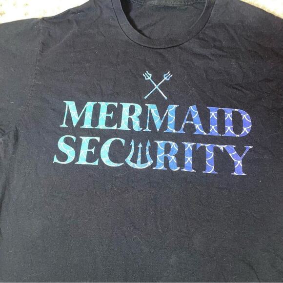 Mermaid Security blue and black T-shirt SZ L - Picture 3 of 4